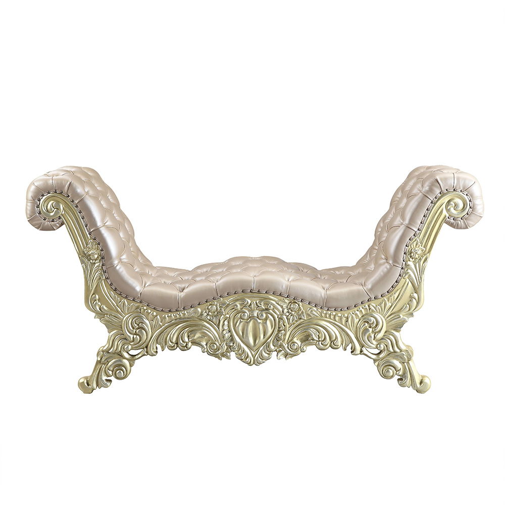 Vatican - Bench - Synthetic Leather, Light Gold & Champagne Silver