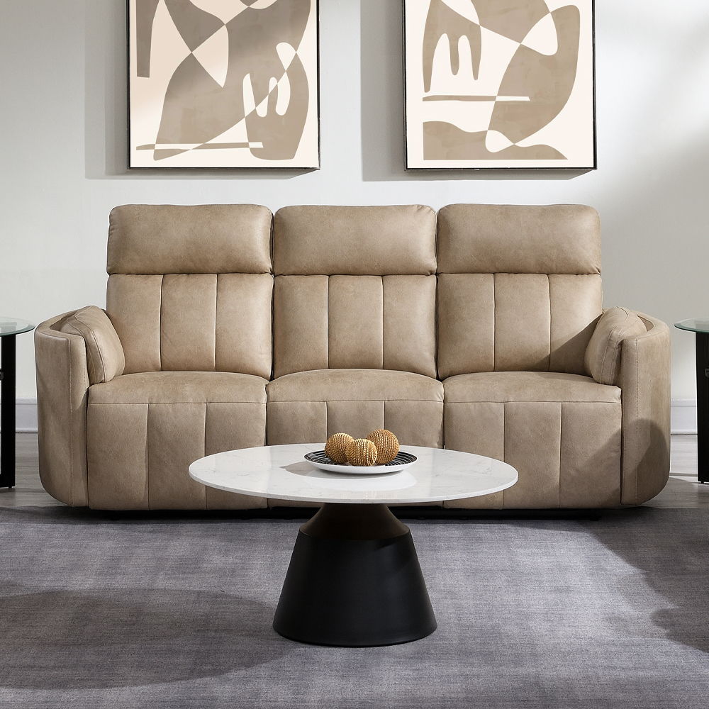 Elison - Motion Sofa - Dark Beige Polish Microfiber