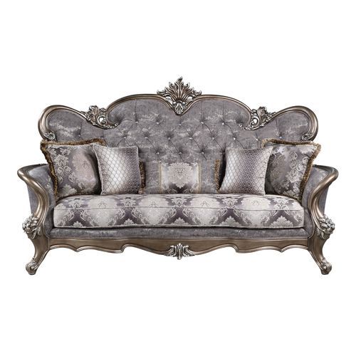 Elozzol - Sofa With 5 Pillows - Fabric & Antique Bronze
