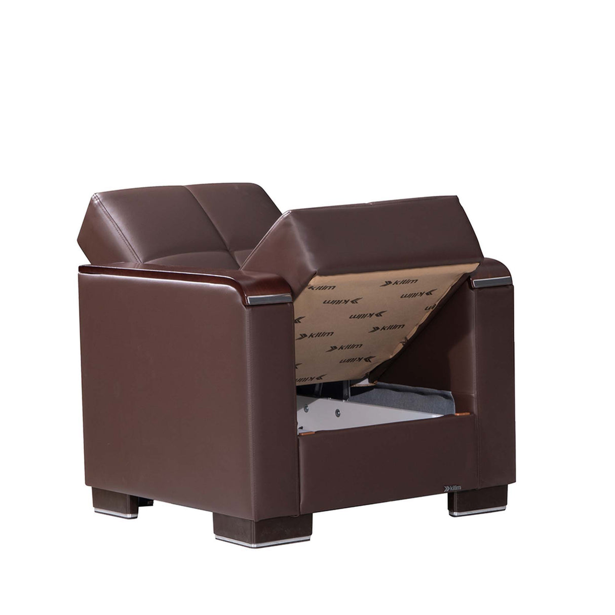 Ottomanson Armada X - Upholstered Convertible Wood Trimmed Armchair With Storage