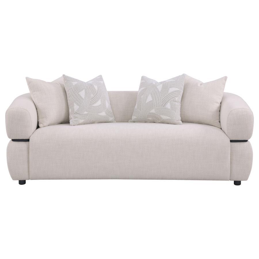 Jeanette - 84" Fabric Upholstered Round Arm Sofa - Beige
