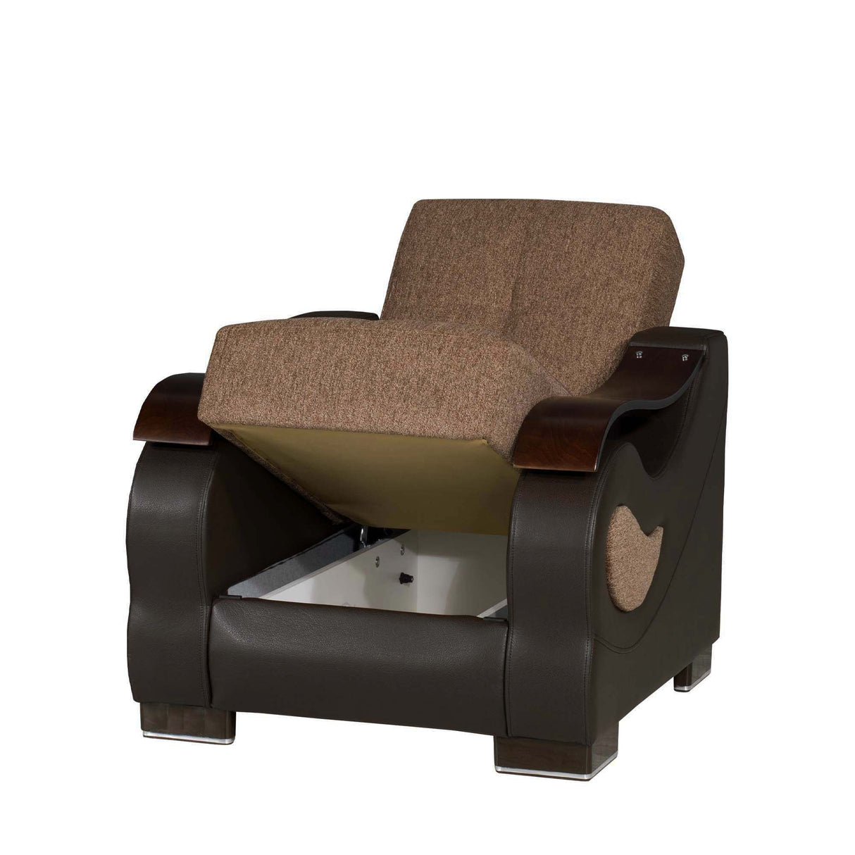 Ottomanson Metroplex - Upholstered Convertible Armchair With Storage - Brown