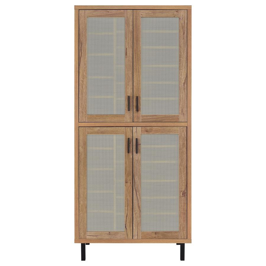 Teller - 4-Door Tall Shoe Storage Cabinet - Natural Oak