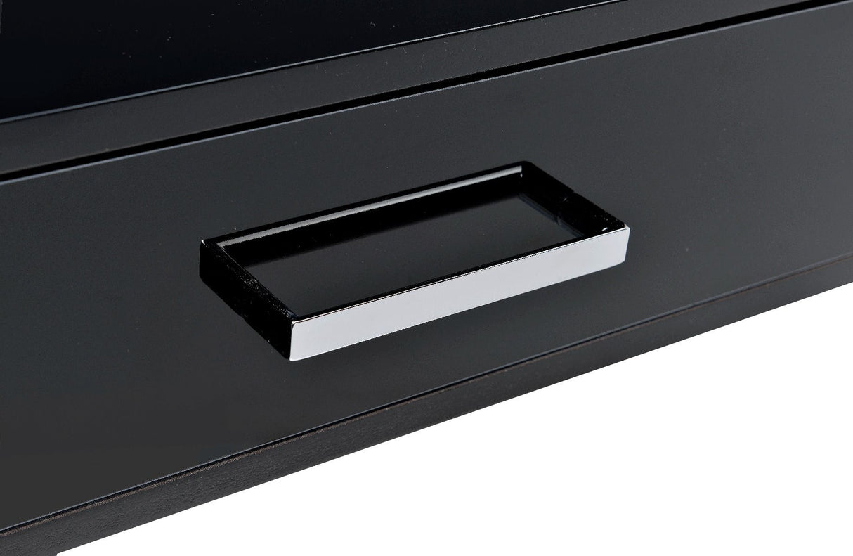 Coleen - Writing Desk With USB - Black High Gloss & Chrome