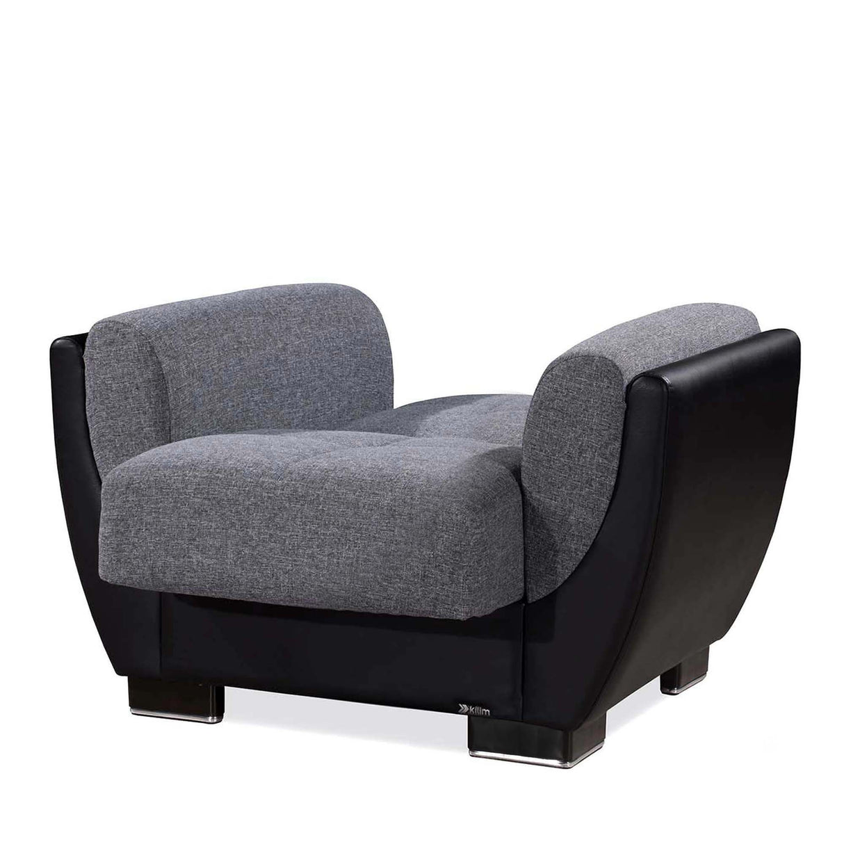 Ottomanson Armada Air - Upholstered Convertible Armchair With Storage - Gray/Black PU Polyester
