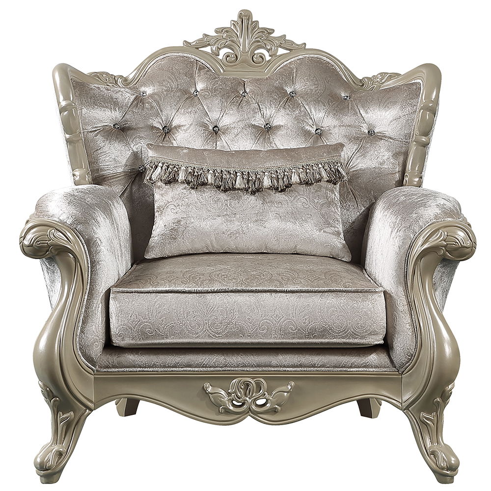 Libertee - Chair With Pillow - Beige Fabric & Champagne