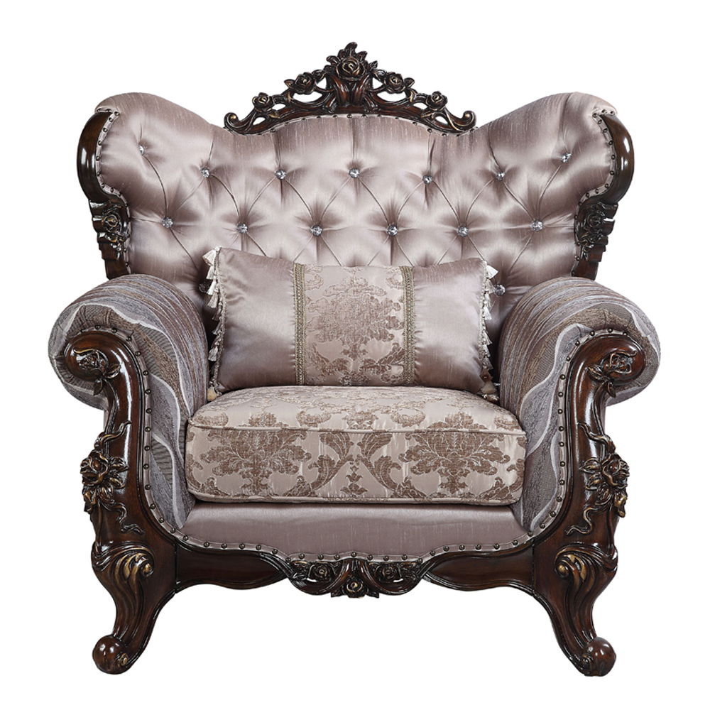 Benbek - Chair With Pillow - Fabric & Antique Oak