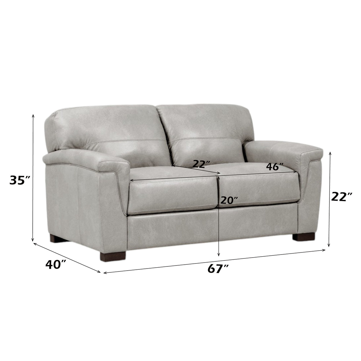 Cornelia - Loveseat - Pearl Gray Leather