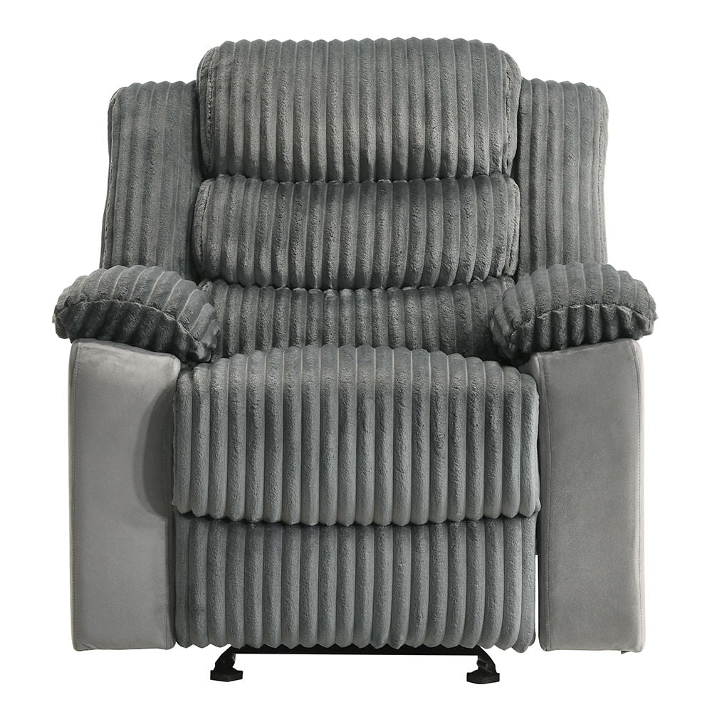 Lesley - Motion Glider Recliner - Gray Corduroy & Velvet