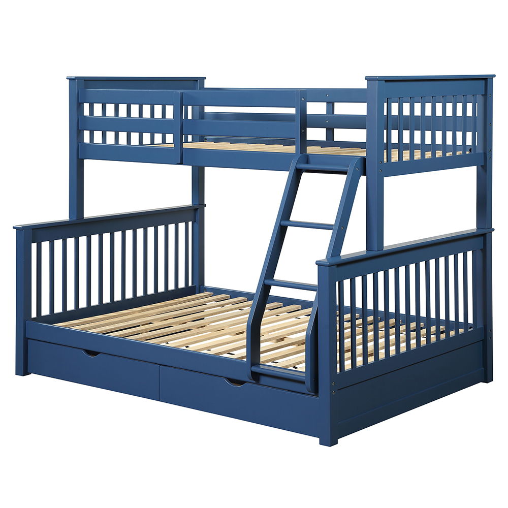Haley II - Twin Over Full Bunk Bed With Storage - Navy Blue