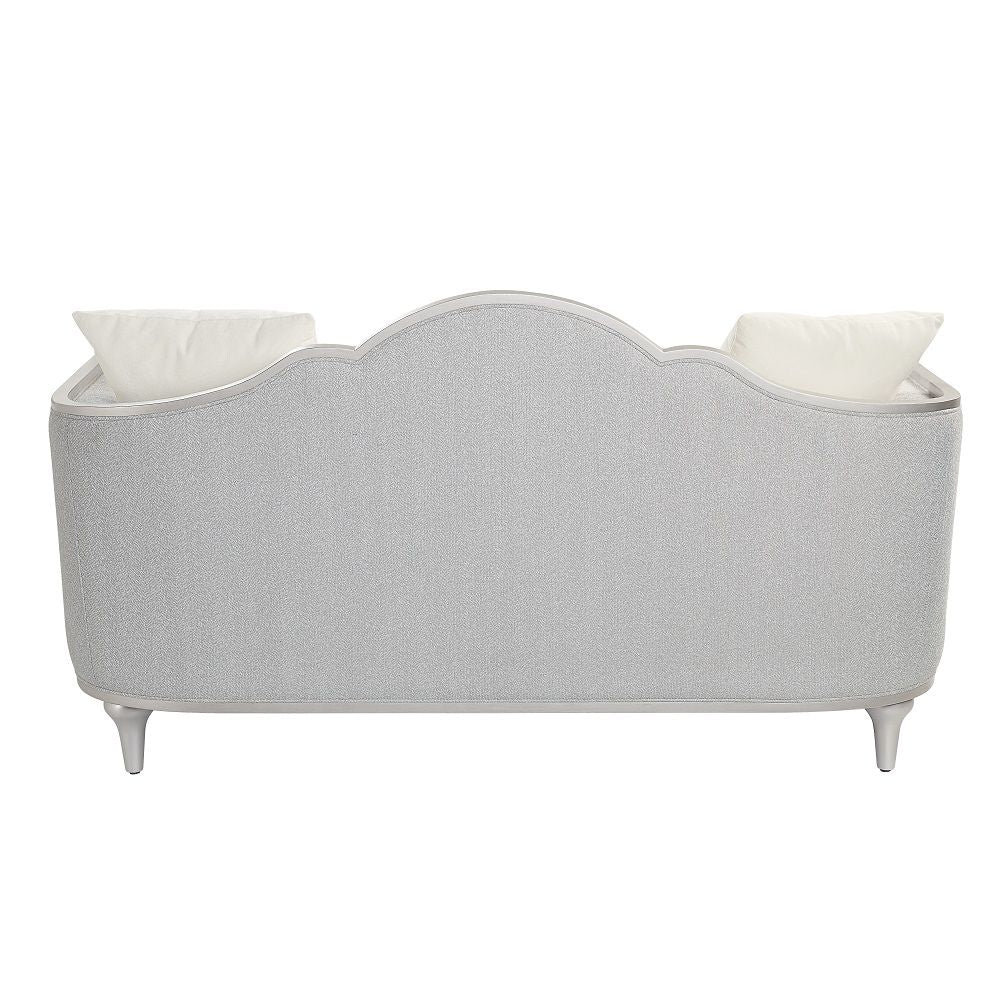 Kasa - Loveseat With 3 Pillows - Beige Linen & Champagne