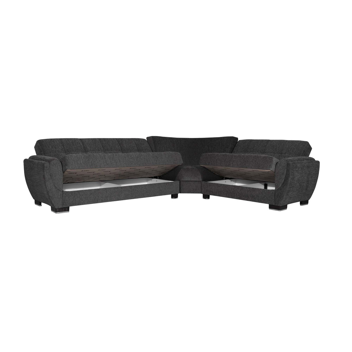 Ottomanson Armada Air - Upholstered Convertible Sectional With Storage - Gray Chenille