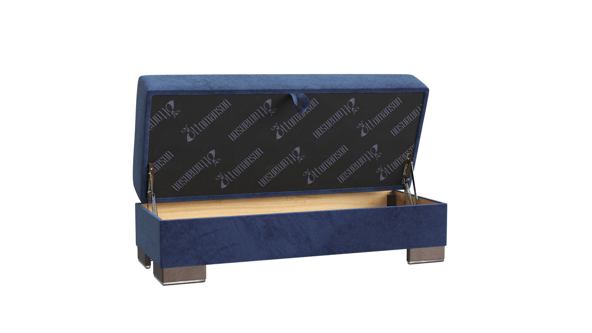 Ottomanson Armada X - Upholstered Convertible Wood Trimmed Ottoman With Storage - Microfiber