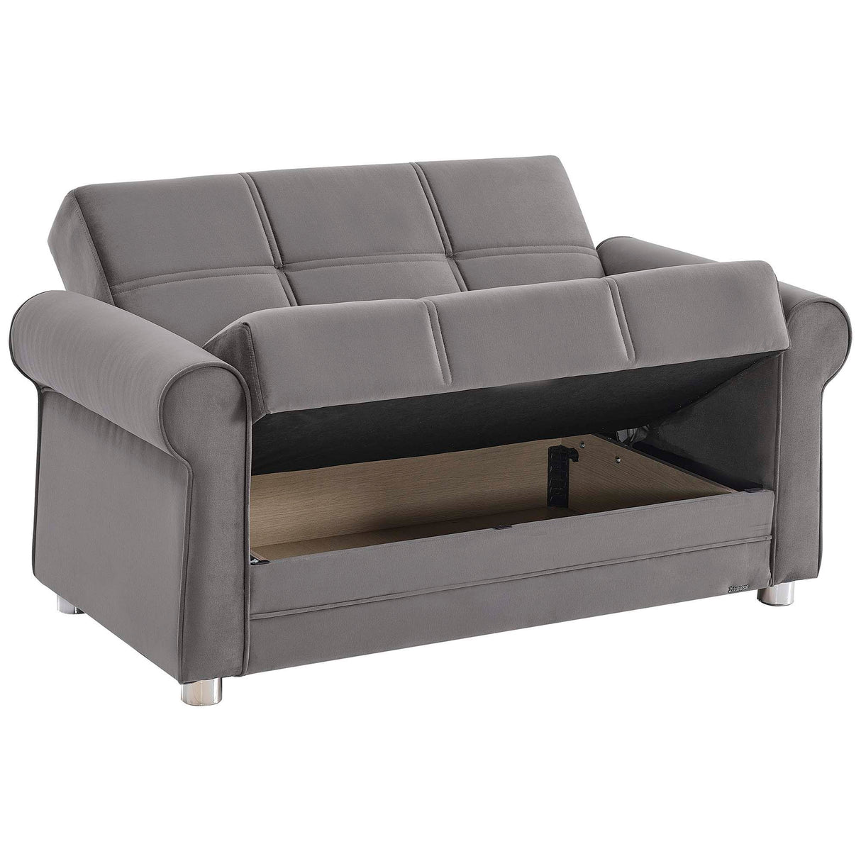 Ottomanson Sara - Upholstered Convertible Loveseat With Storage - Gray