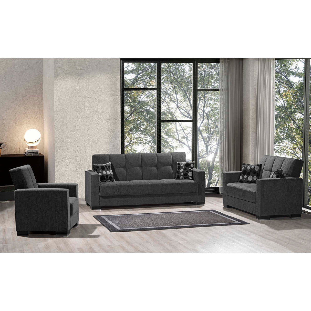 Ottomanson Armada - Upholstered Convertible Loveseat With Storage - Chenille