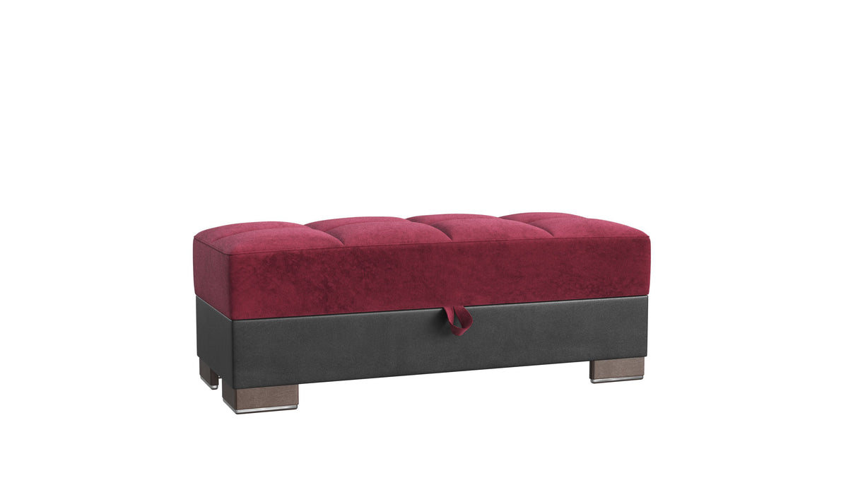 Ottomanson Armada X - Upholstered Convertible Wood Trimmed Ottoman With Storage - Microfiber