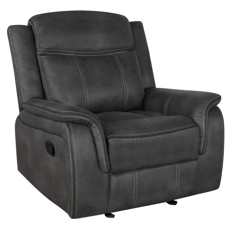 Lawrence - Upholstered Padded Arm Glider Recliner - Charcoal
