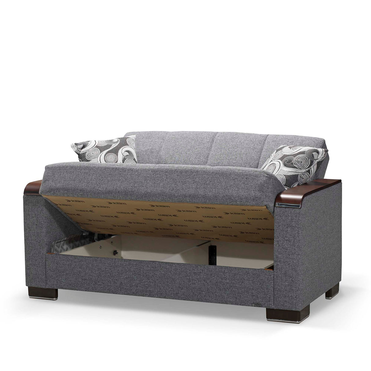 Ottomanson Armada X - Upholstered Convertible Wood Trimmed Loveseat With Storage - Polyester