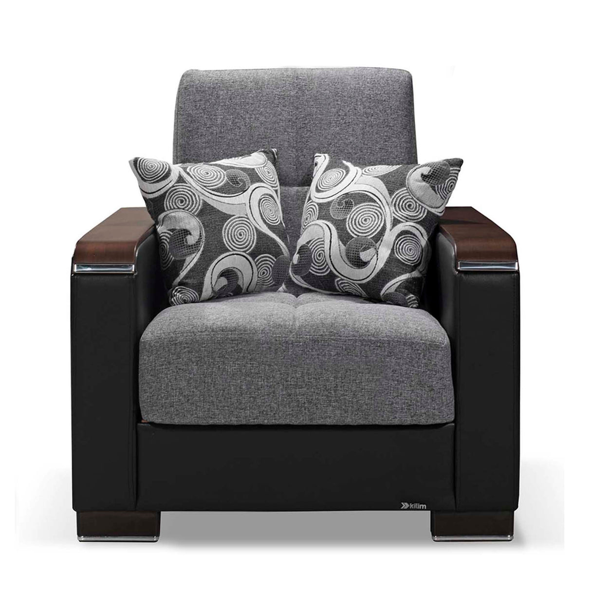 Ottomanson Armada X - Upholstered Convertible Wood Trimmed Armchair With Storage