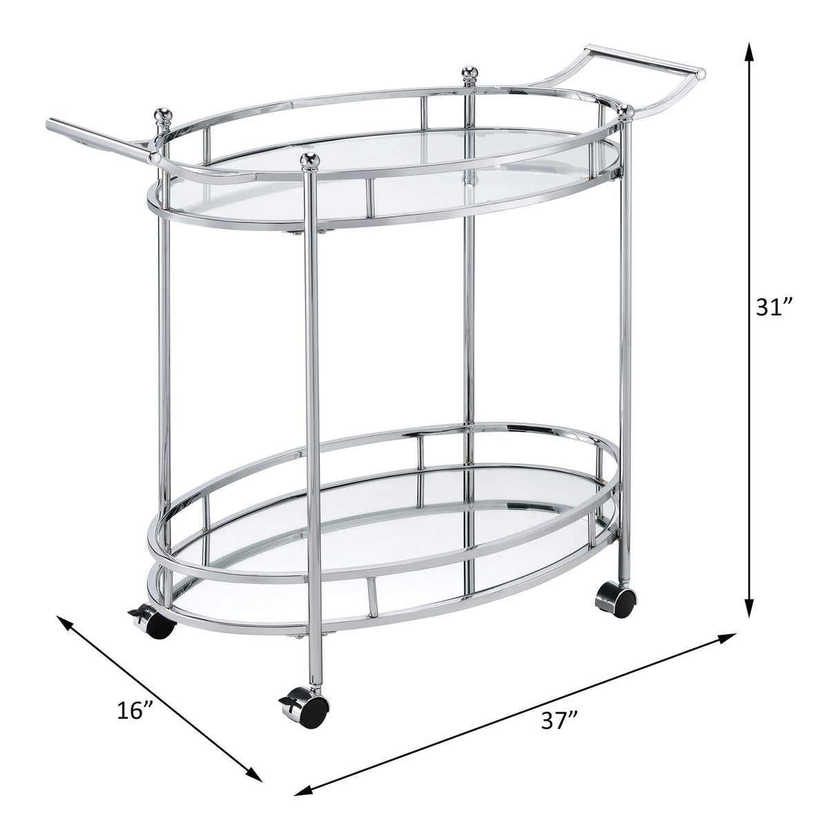 Jinx - Serving Cart - Clear Glass & Chrome