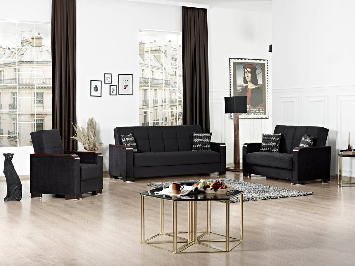 Ottomanson Armada X - Upholstered Convertible Wood Trimmed Sofabed With Storage - Microfiber