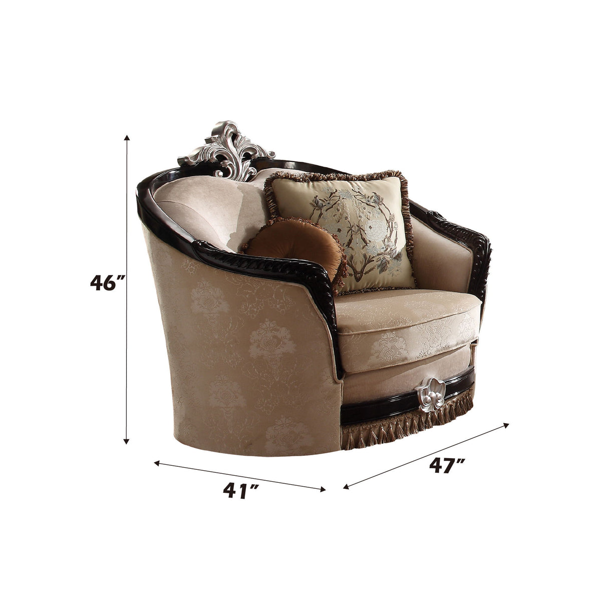 Ernestine - Chair With 2 Pillows - Tan Fabric & Black
