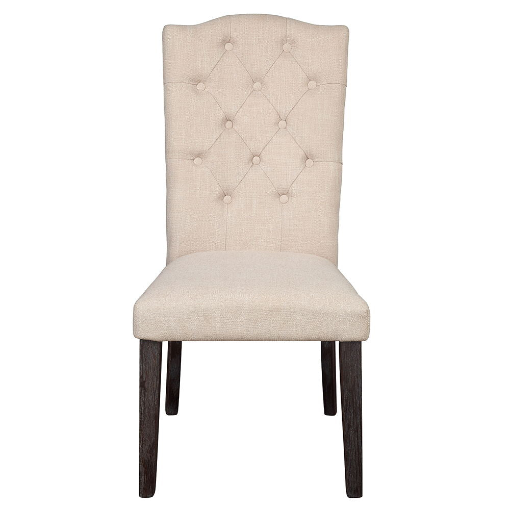 Gerardo - Side Chair (Set of 2) - Beige Linen & Weathered Espresso