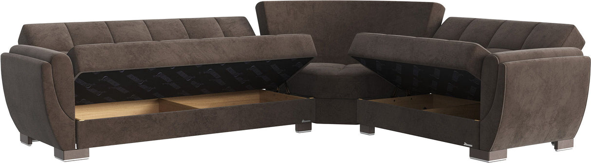 Ottomanson Armada Air - Upholstered Convertible Sectional With Storage - Microfiber