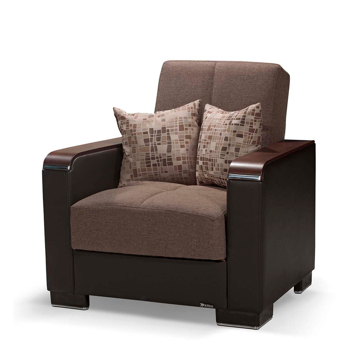 Ottomanson Armada X - Upholstered Convertible Wood Trimmed Armchair With Storage - Polyester