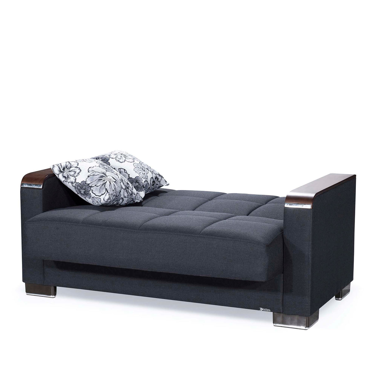 Ottomanson Armada X - Upholstered Convertible Wood Trimmed Loveseat With Storage - Polyester