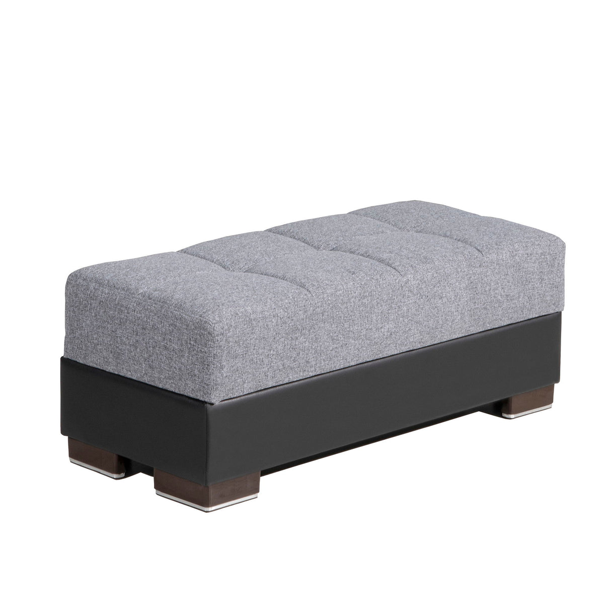 Ottomanson Armada Air - Upholstered Ottoman With Storage - Gray/Black PU Polyester