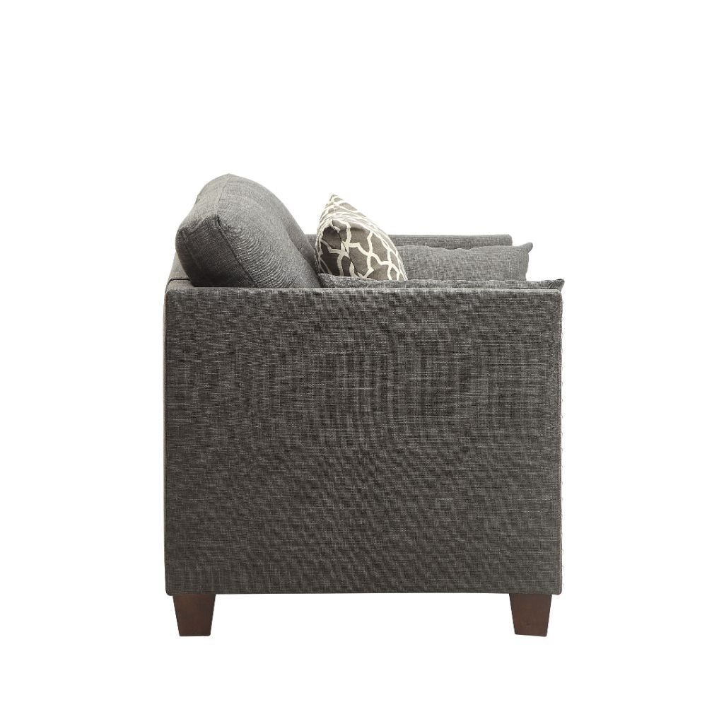 Laurissa - Chair With 3 Pillows - Light Charcoal Linen