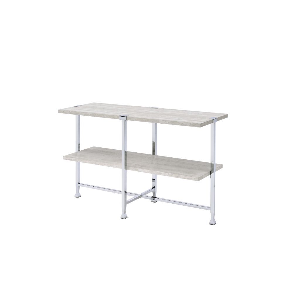 Brecon - Sofa Table - White Oak & Chrome