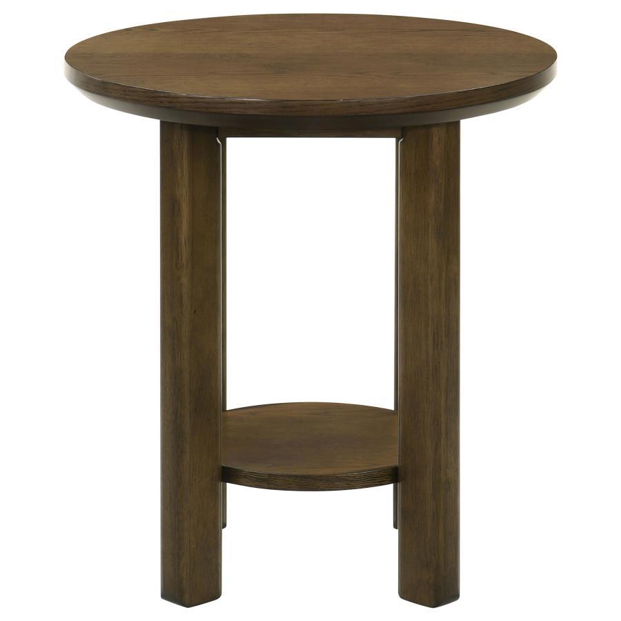 Ottowa - Round Wood Table With Shelf
