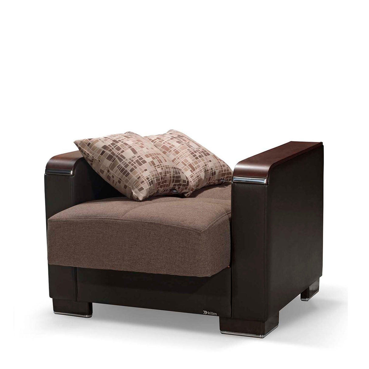 Ottomanson Armada X - Upholstered Convertible Wood Trimmed Armchair With Storage - Polyester