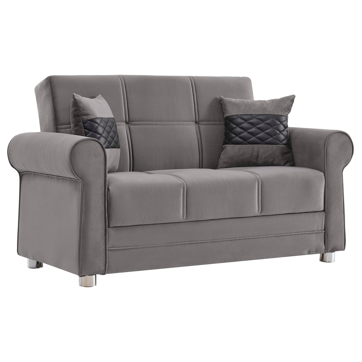 Ottomanson Sara - Upholstered Convertible Loveseat With Storage - Gray