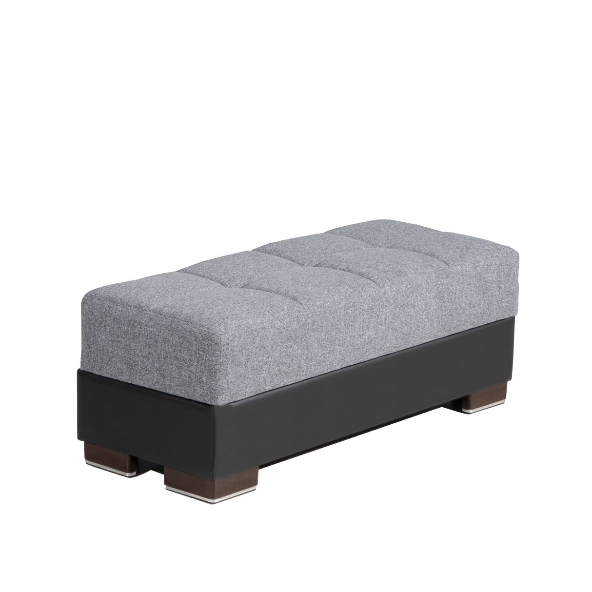 Ottomanson Armada - Upholstered Ottoman With Storage - Gray/Black PU Polyester