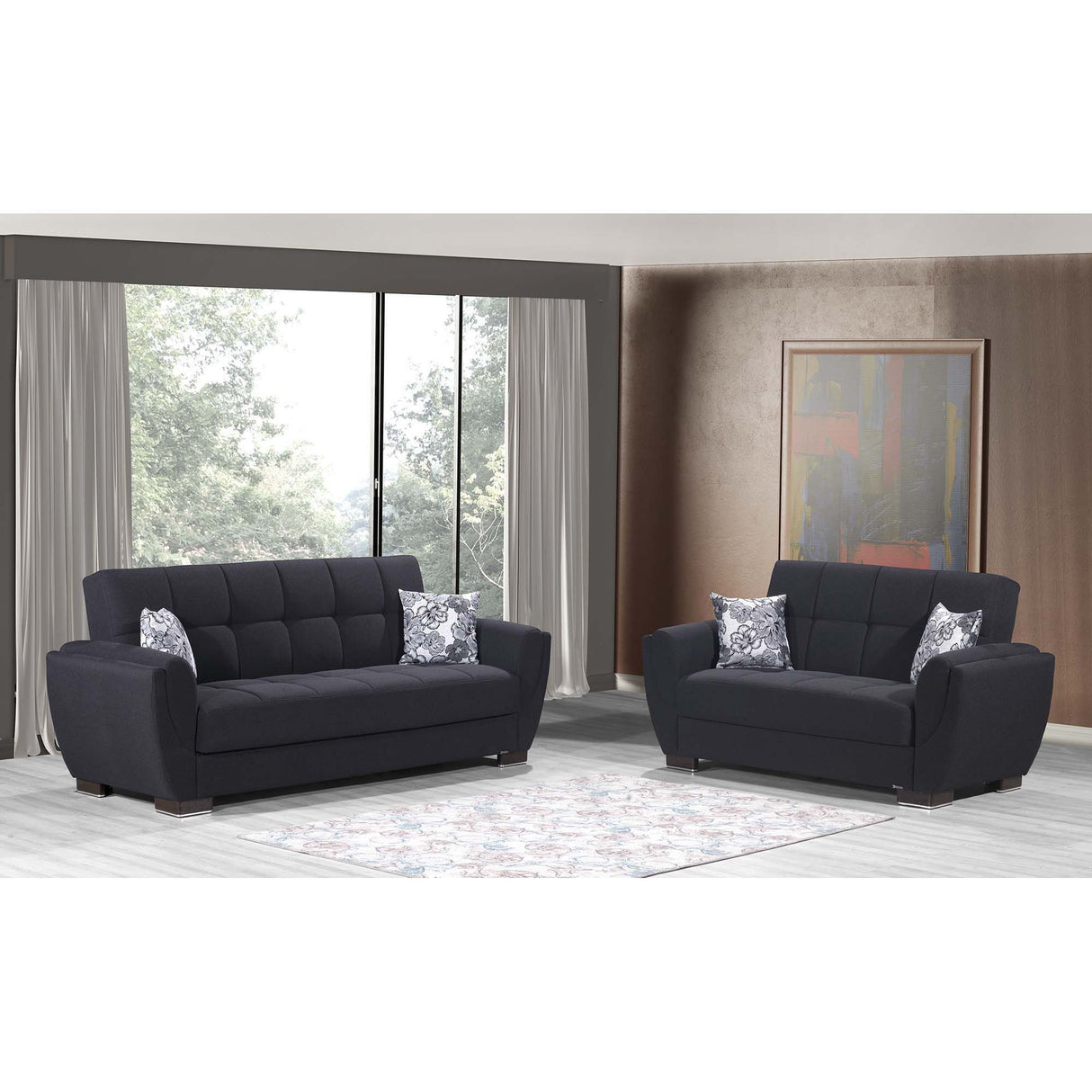 Ottomanson Armada Air - Upholstered Convertible Loveseat With Storage - Polyester