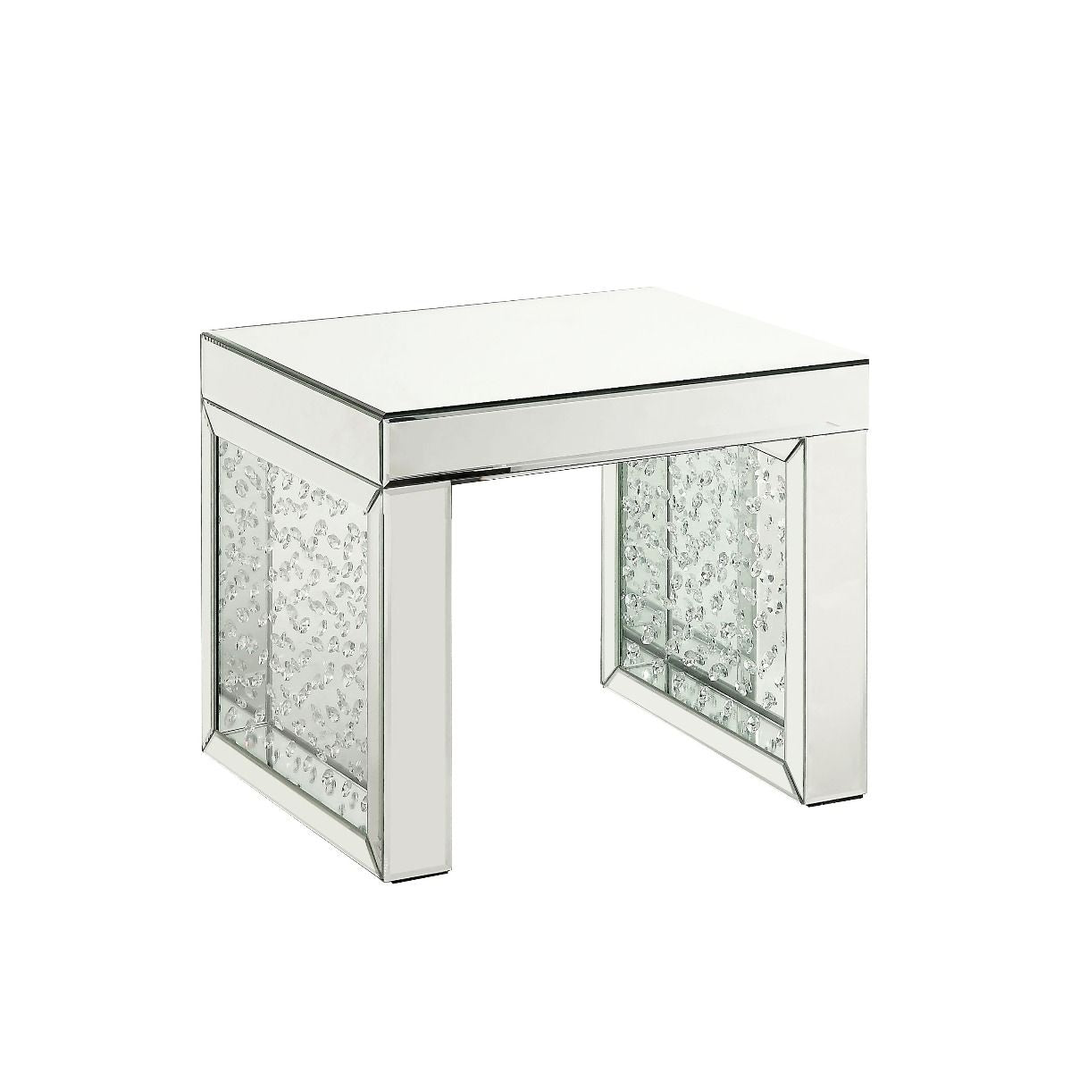 Nysa - 16" Accent Table - Mirrored & Faux Crystals Inlay