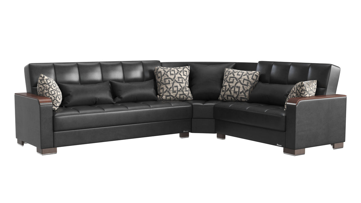 Ottomanson Armada X - Upholstered Convertible Wood Trimmed Sectional With Storage
