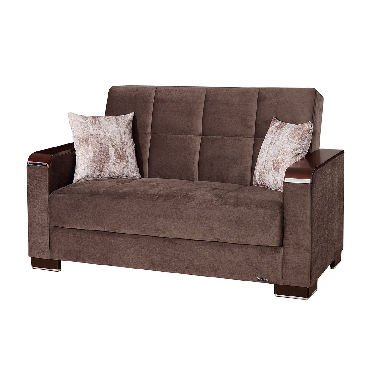 Ottomanson Armada X - Upholstered Convertible Wood Trimmed Loveseat With Storage - Microfiber