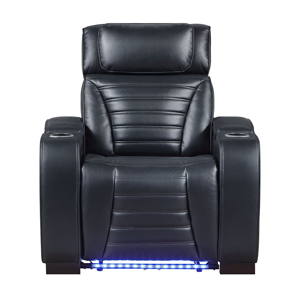 Ephron - Power Motion Recliner With Power Headrest & LED - Black