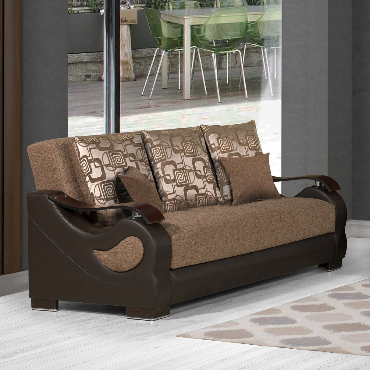 Ottomanson Metroplex - Upholstered Convertible Sofabed With Storage - Brown
