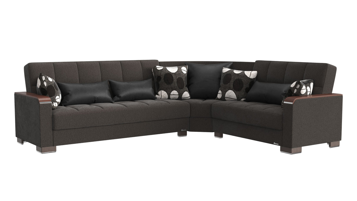 Ottomanson Armada X - Upholstered Convertible Wood Trimmed Sectional With Storage