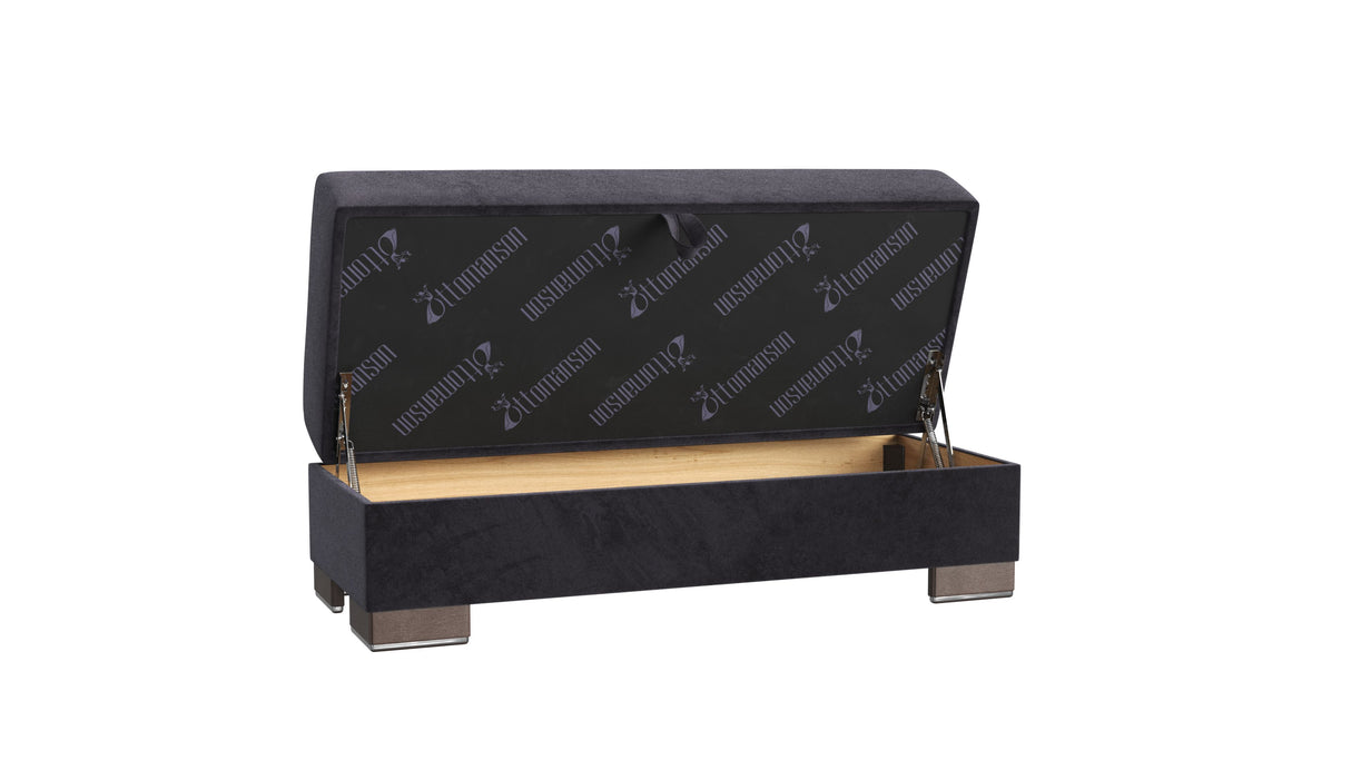 Ottomanson Armada X - Upholstered Convertible Wood Trimmed Ottoman With Storage - Microfiber