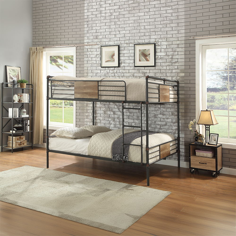 Brantley - Double Queen Bunk Bed - Sandy Black & Dark Bronze Hand-Brushed