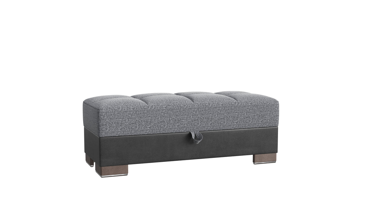Ottomanson Armada X - Upholstered Convertible Wood Trimmed Ottoman With Storage