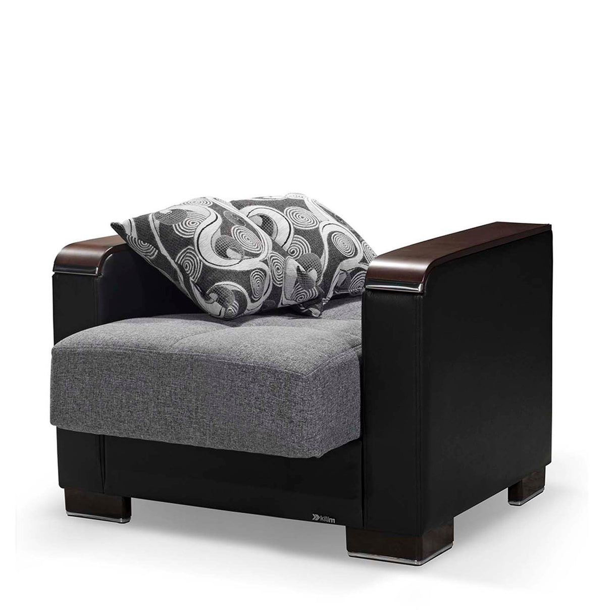 Ottomanson Armada X - Upholstered Convertible Wood Trimmed Armchair With Storage