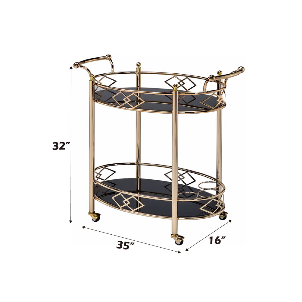 Ottesen - Serving Cart - Black Glass & Gold