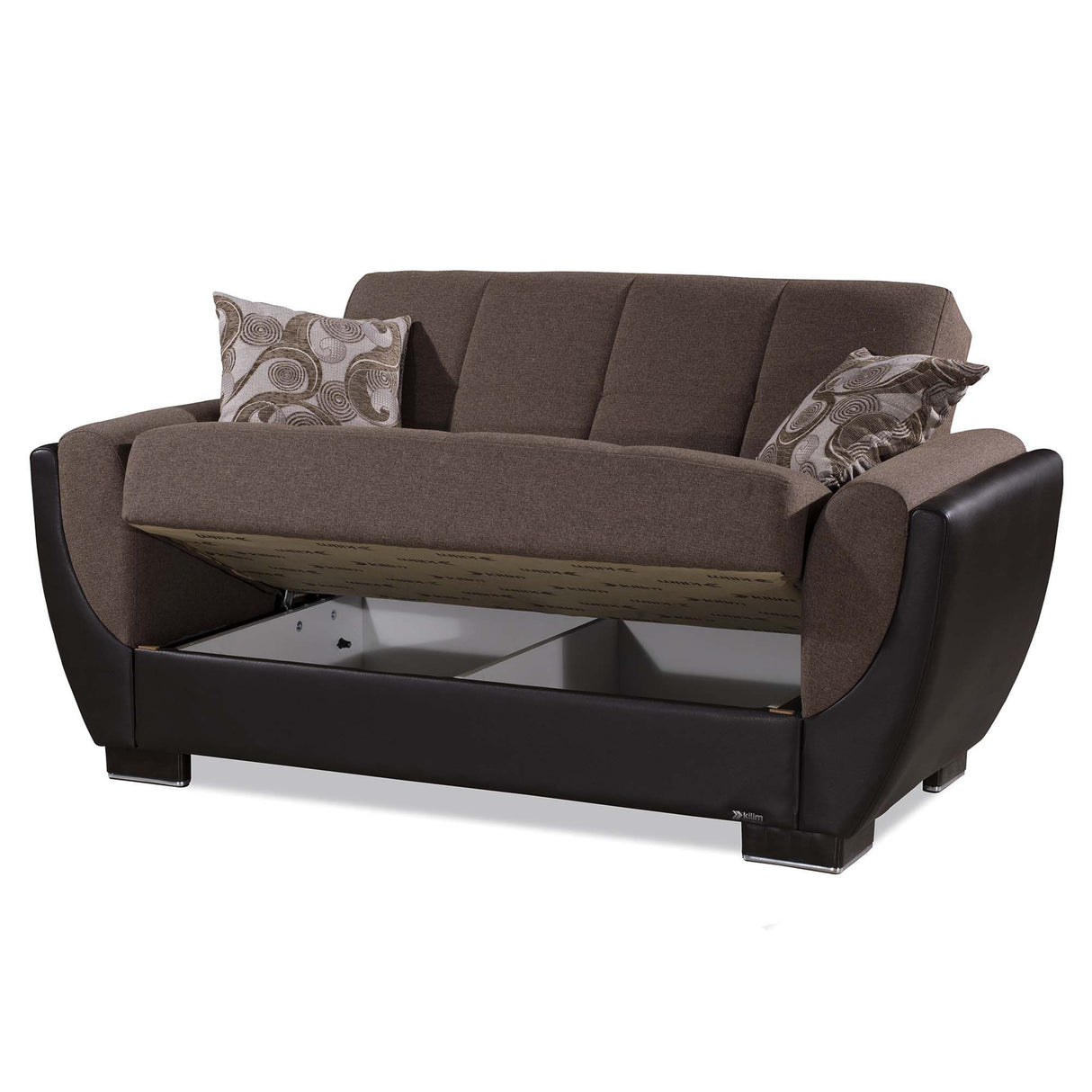 Ottomanson Armada Air - Upholstered Convertible Loveseat With Storage - Brown PU Polyester